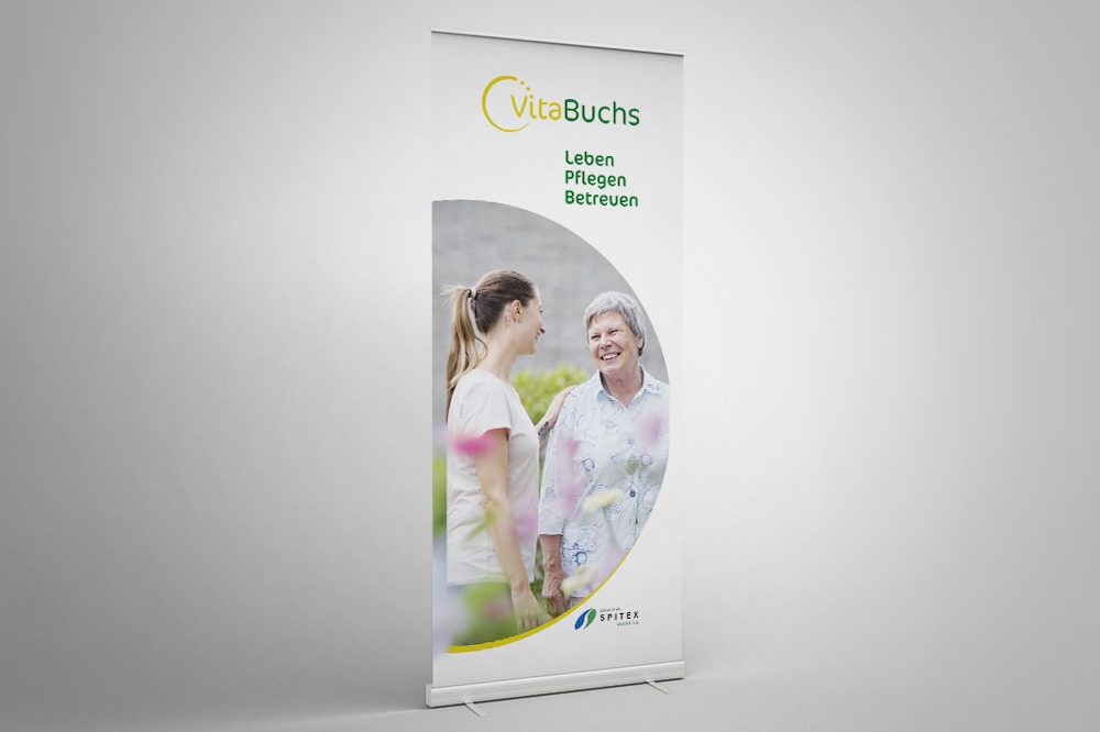 VitaBuchs Rollup, Corporate Design, Beschriftung, Werbung